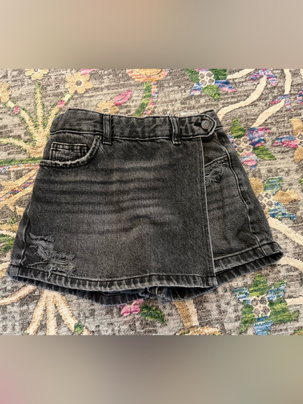 ZARA Girls Black Denim Skort Size 11-12